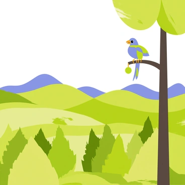 Jo bird enjoying a panoramic view from the top of a tall tree