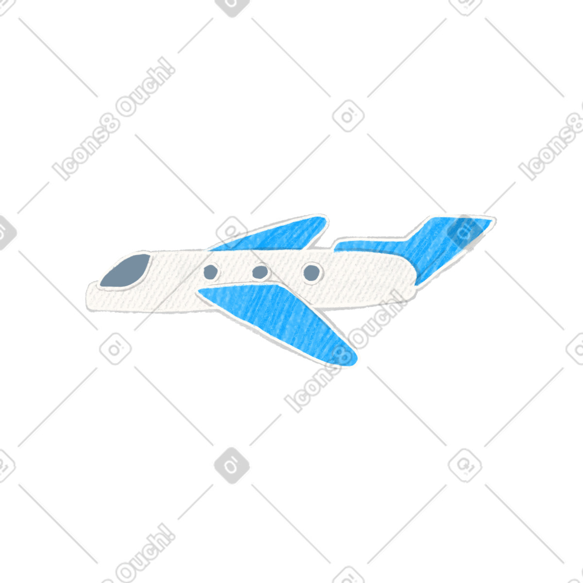 Small white and blue plane-Illustration im Crafty-Stil als Download in PNG, SVG
