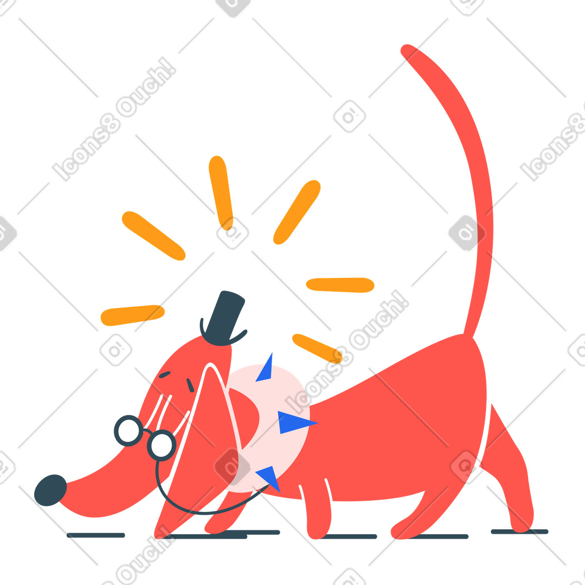 Ilustración Un perro de dibujos animados con sombrero en la cabeza. estilo Kingdom a descargar PNG y SVG