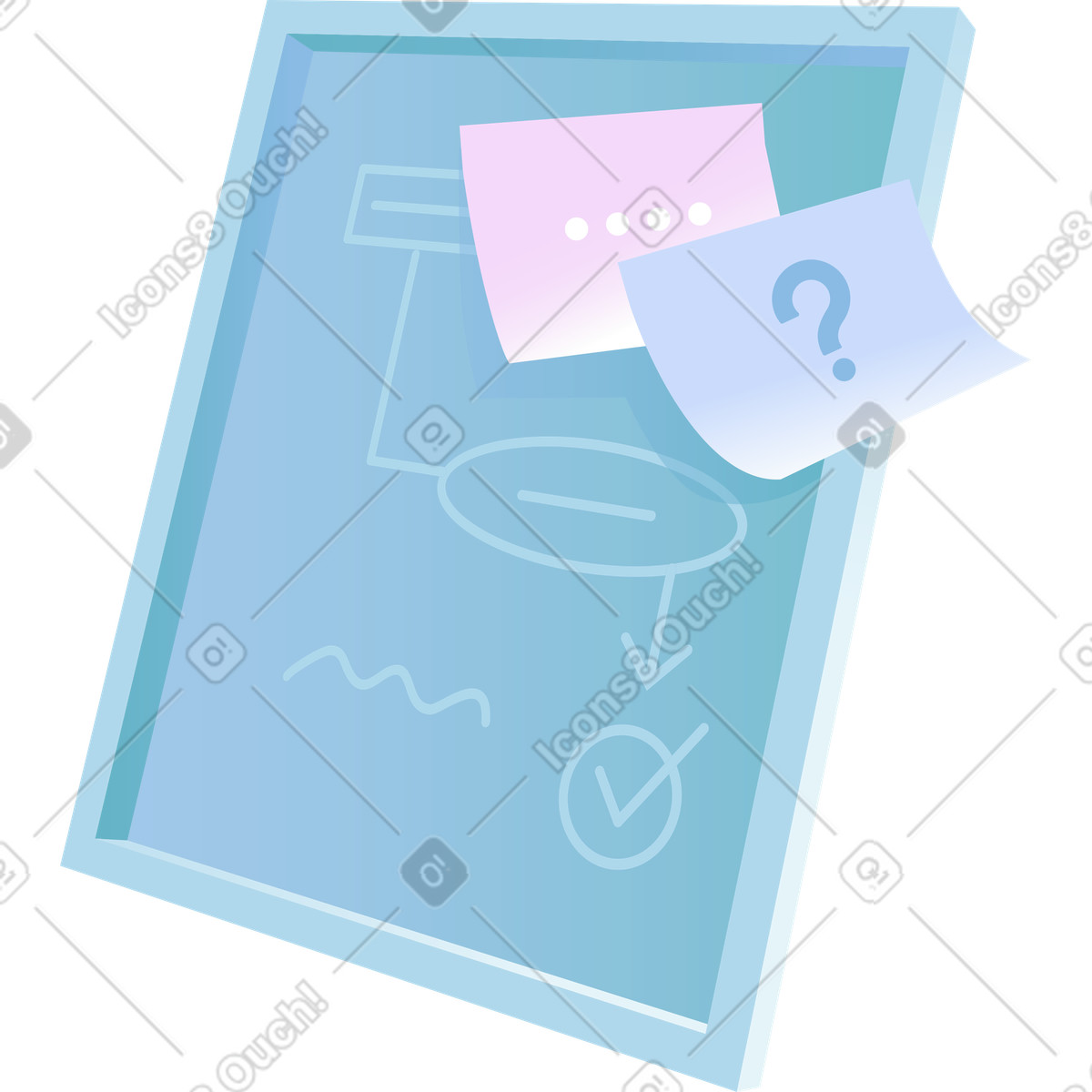 Chalk drawing board with stickers on it illustration in Airy style download in PNG, SVG