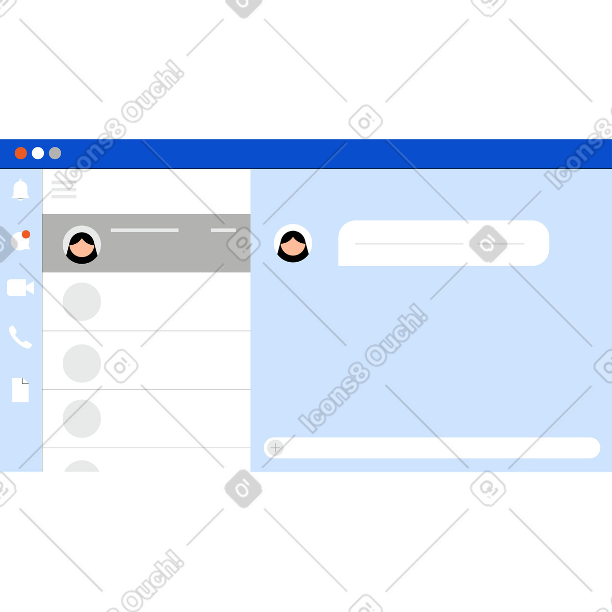 Pc chat app design illustration in PNG, SVG