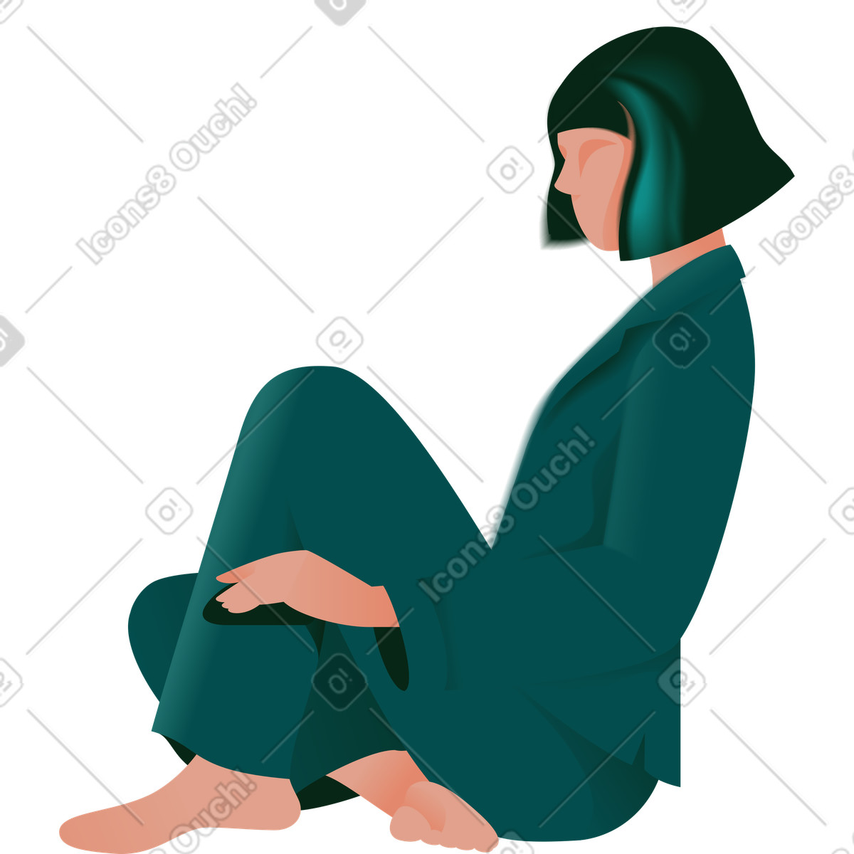 Ilustração de Mulher sentada com mouse em no estilo Office para baixar em PNG, SVG