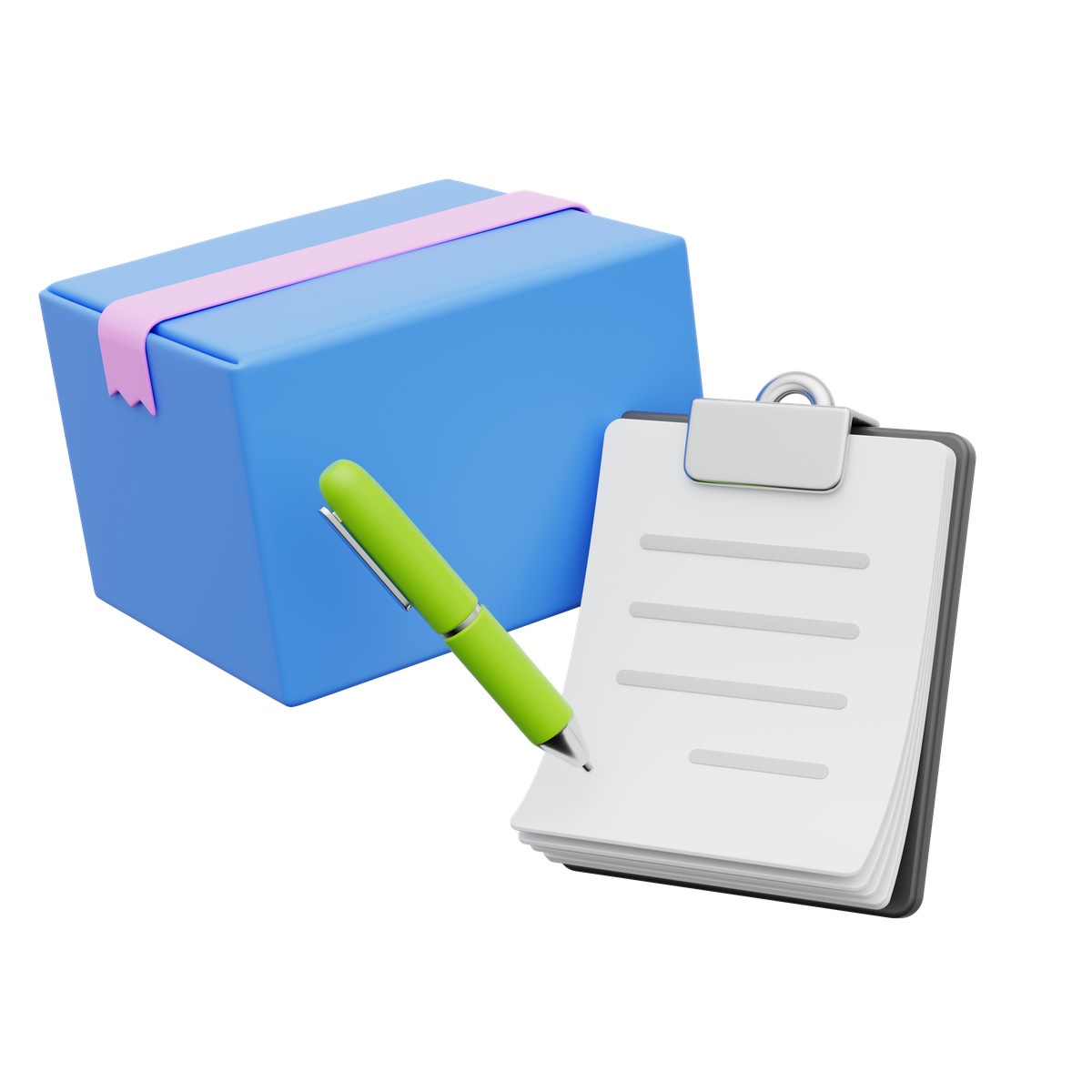 3D Playful スタイルの Parcel delivery documentation and checklist for online order fulfillment のイラストをPNG、SVG形式でダウンロード