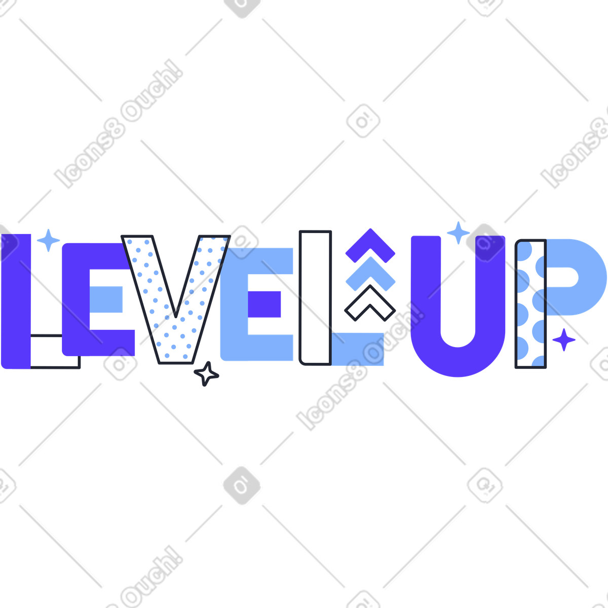 Ilustração de Lettering level up em no estilo Pablita para baixar em PNG, SVG
