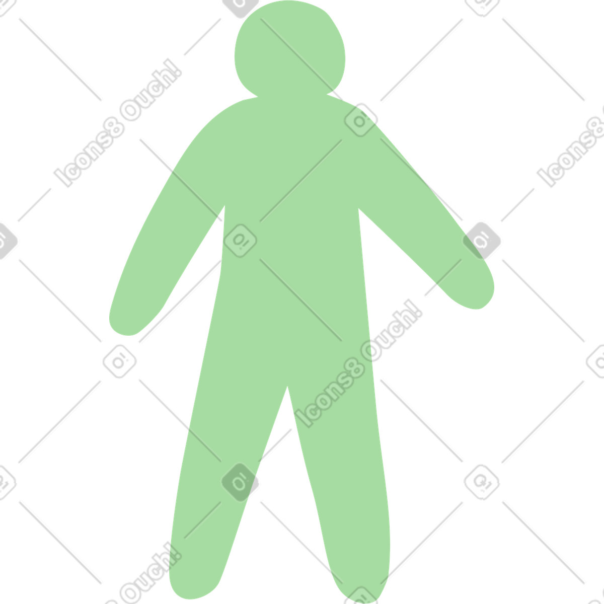 Illustration Silhouette human figure simple green shape for infographic and signage dans le style Organic à télécharger aux formats PNG, SVG
