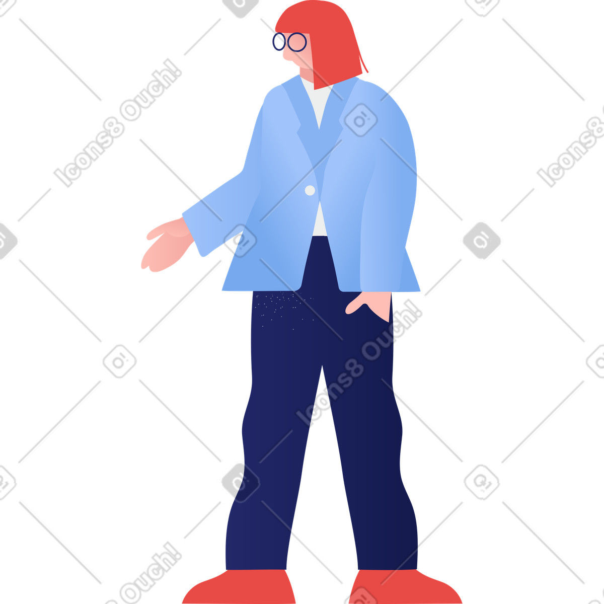 Woman in a suit illustration Clip style download PNG, SVG