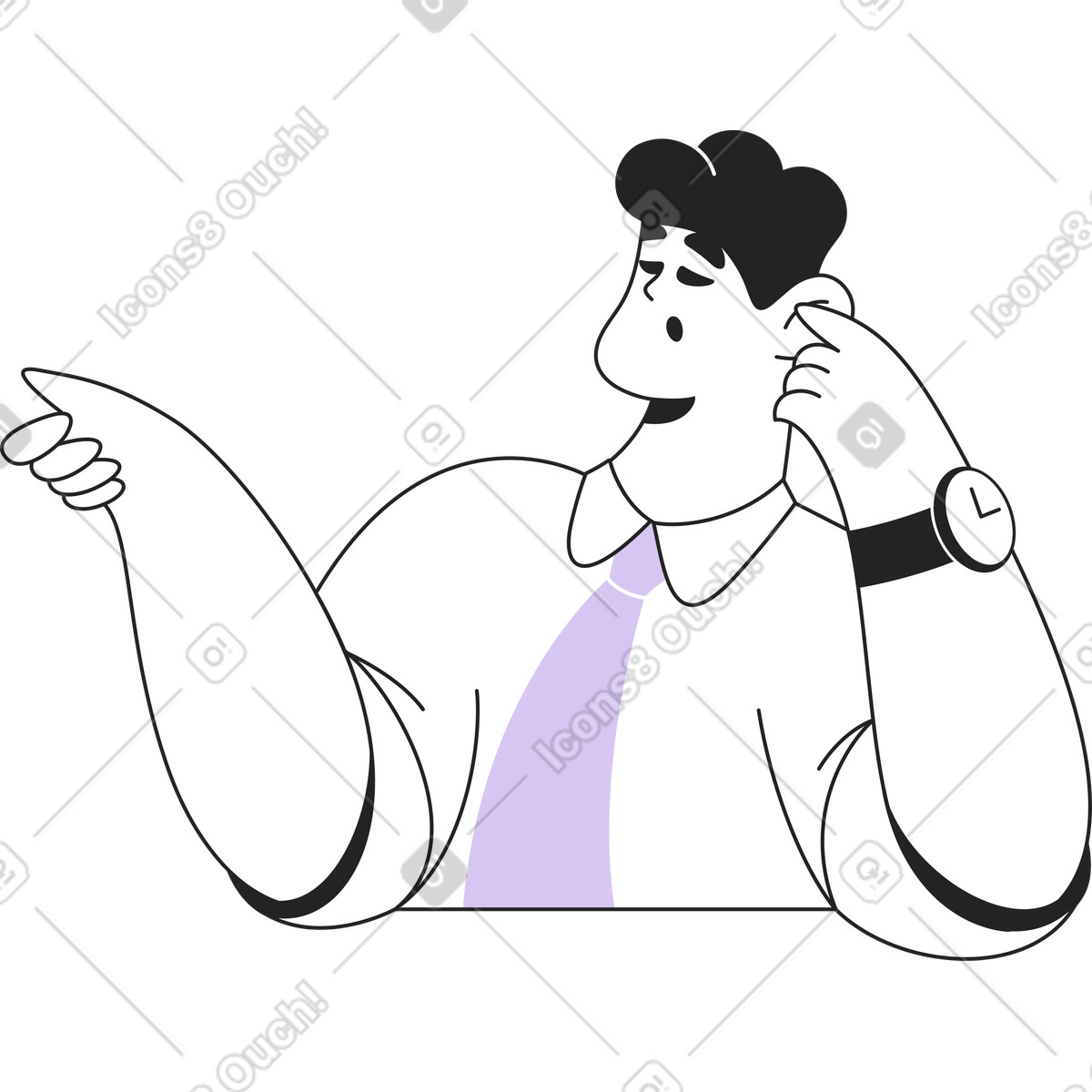 Ilustración Hombre con corbata y reloj en estilo Sammy Line a descargar en PNG SVG