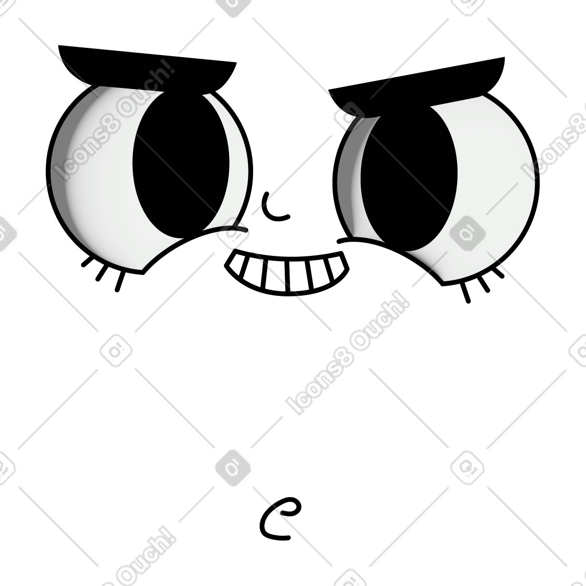 Illustration Fou sérieusement expression faciale dans le style Cartoony à télécharger aux formats PNG, SVG
