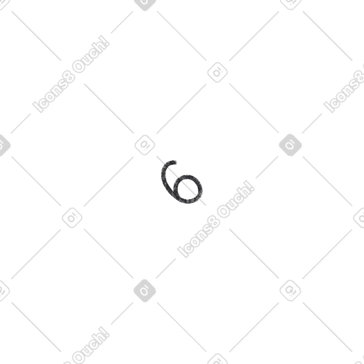 Black Number Six illustration in Bonbon Line style download in PNG, SVG