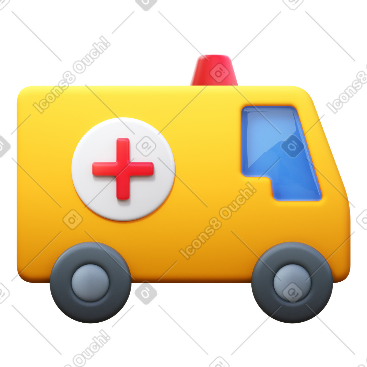 下载 3D Fluency 风格的 救护车 插画，支持 PNG、SVG 格式