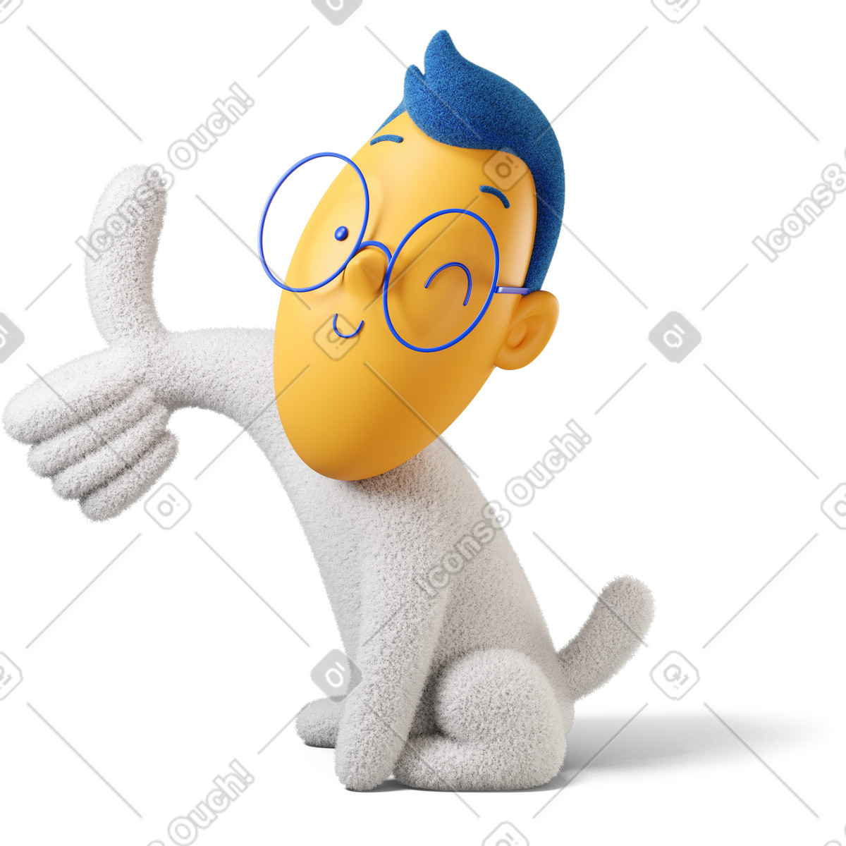 Winking boy showing thumb up turned left illustration in 3D Buddy style download in PNG, SVG