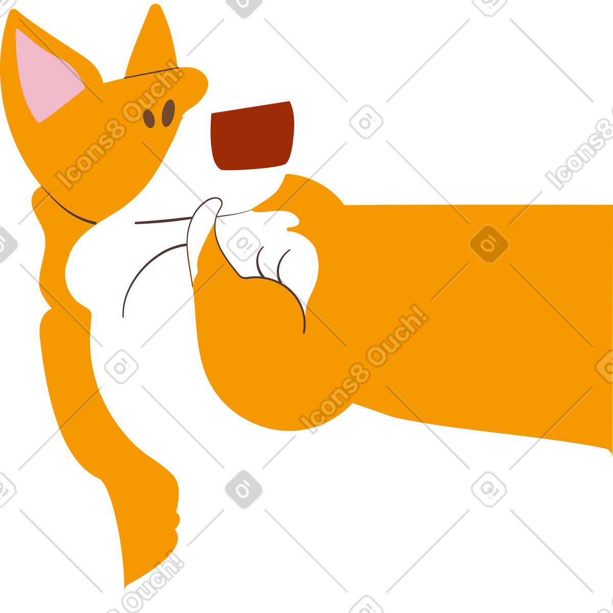 Illustration Demi corgi dans le style Woof à télécharger aux formats PNG, SVG