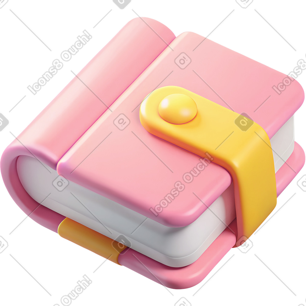 Plastic pink notebook illustration in 3D Cutie style download in PNG, SVG