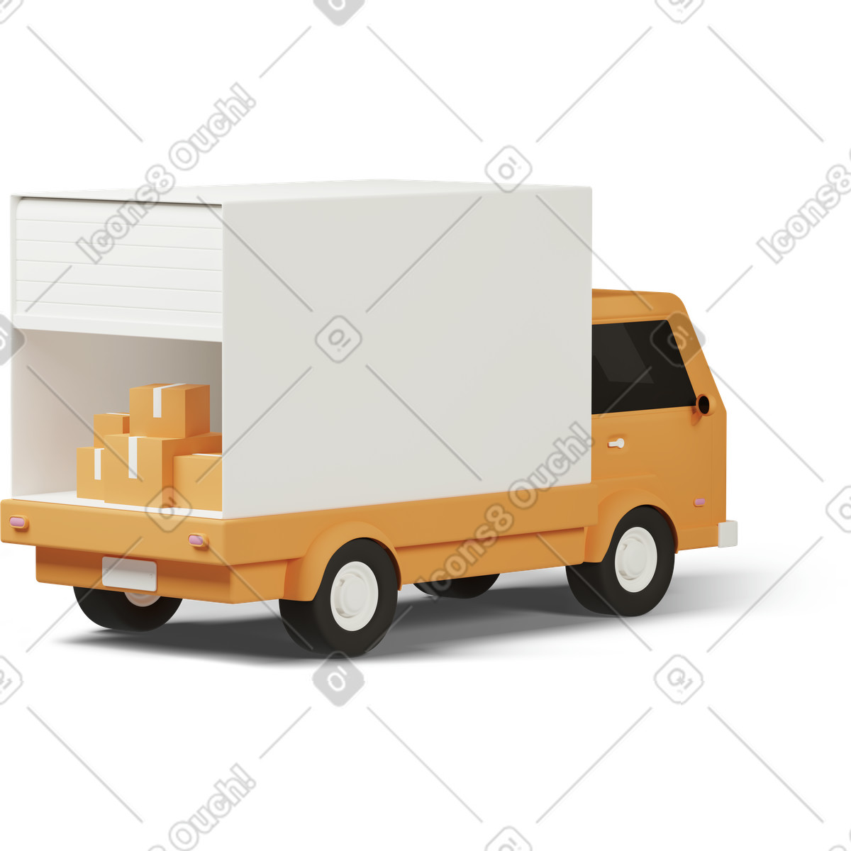 Ilustração animada de Delivery truck back side view em no estilo 3D Casual life para baixar em GIF, Lottie (JSON), AE