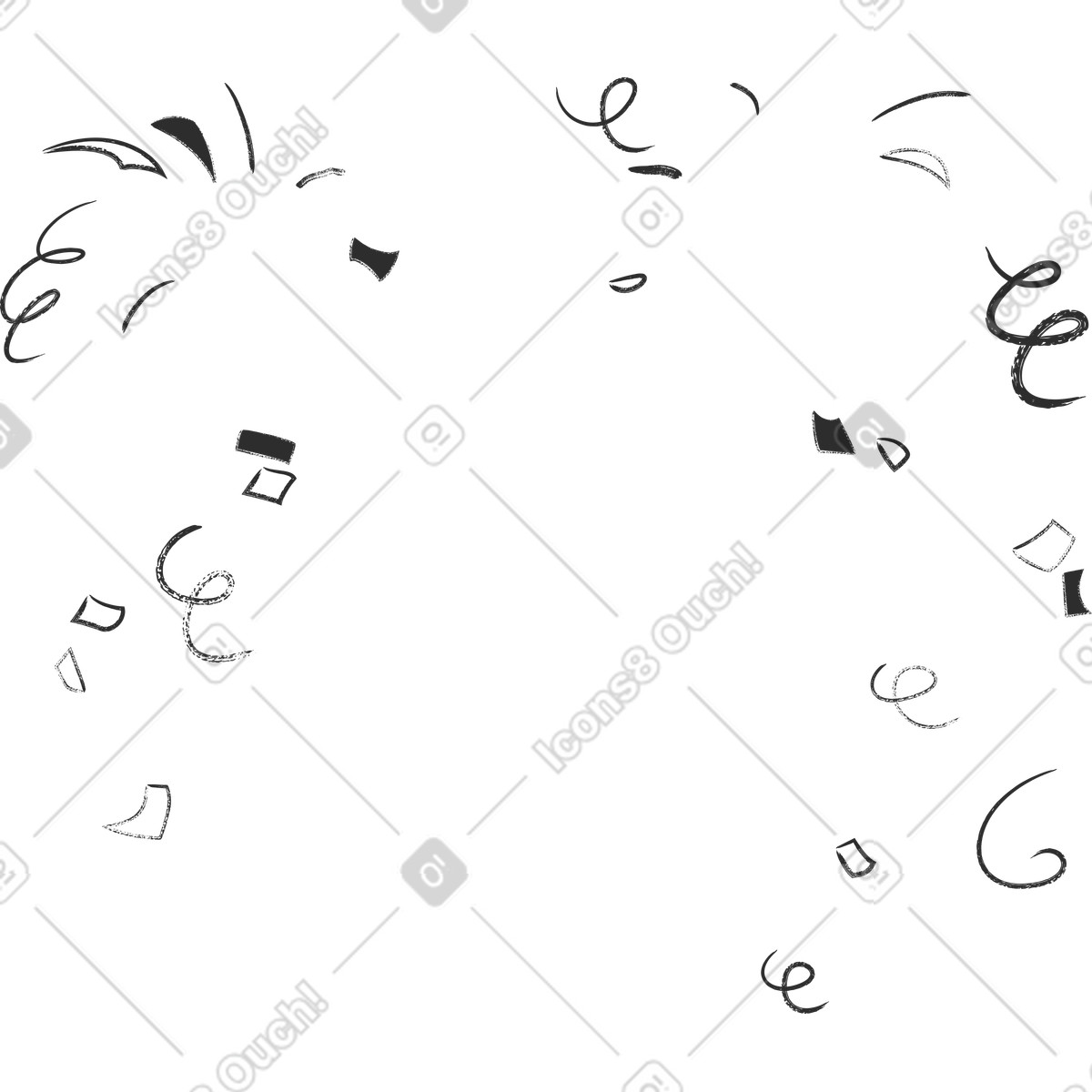 Dense confetti illustration crowded celebration clipart overlay in GIF PNG