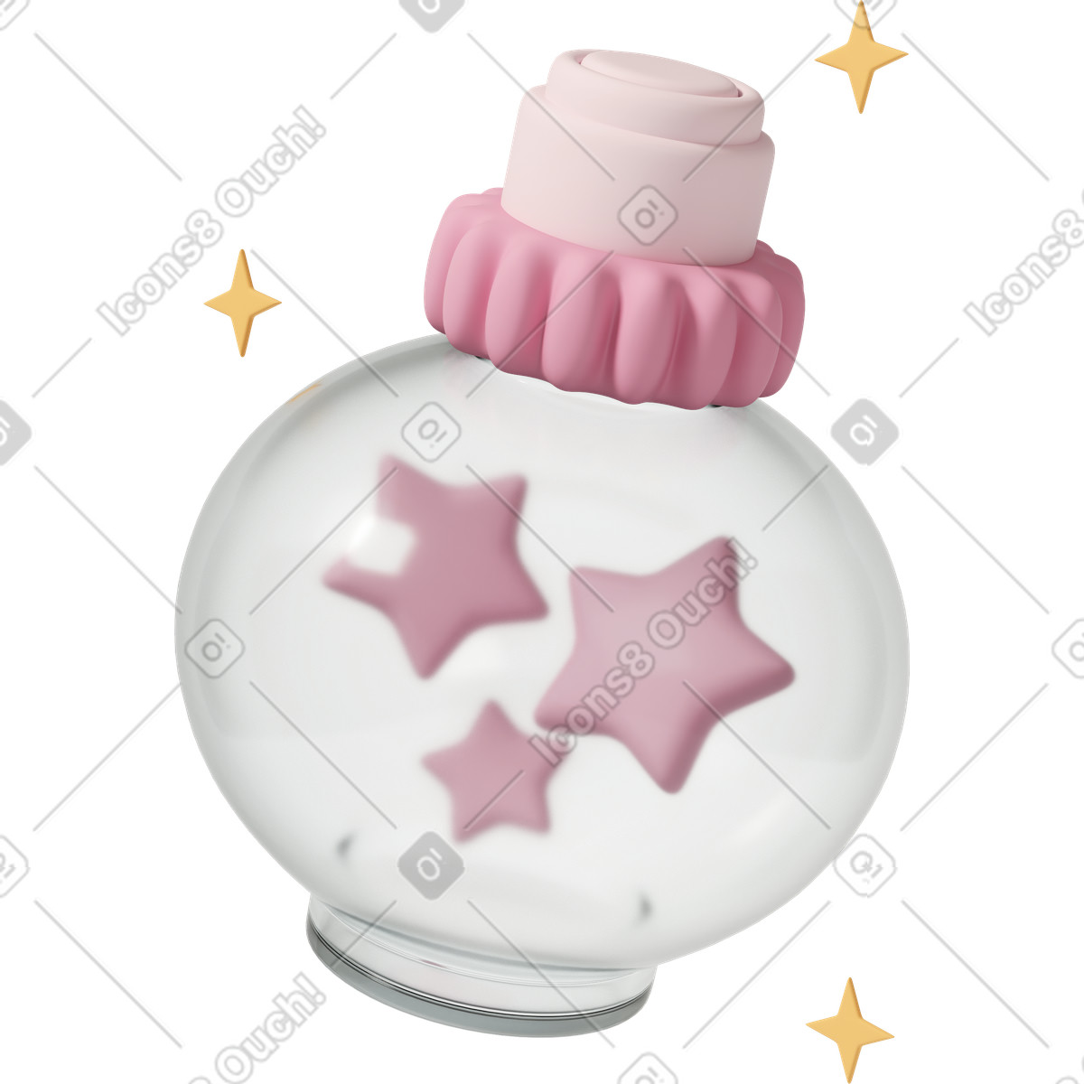 Flask with magic stars illustration in 3D Casual life style download in PNG, SVG