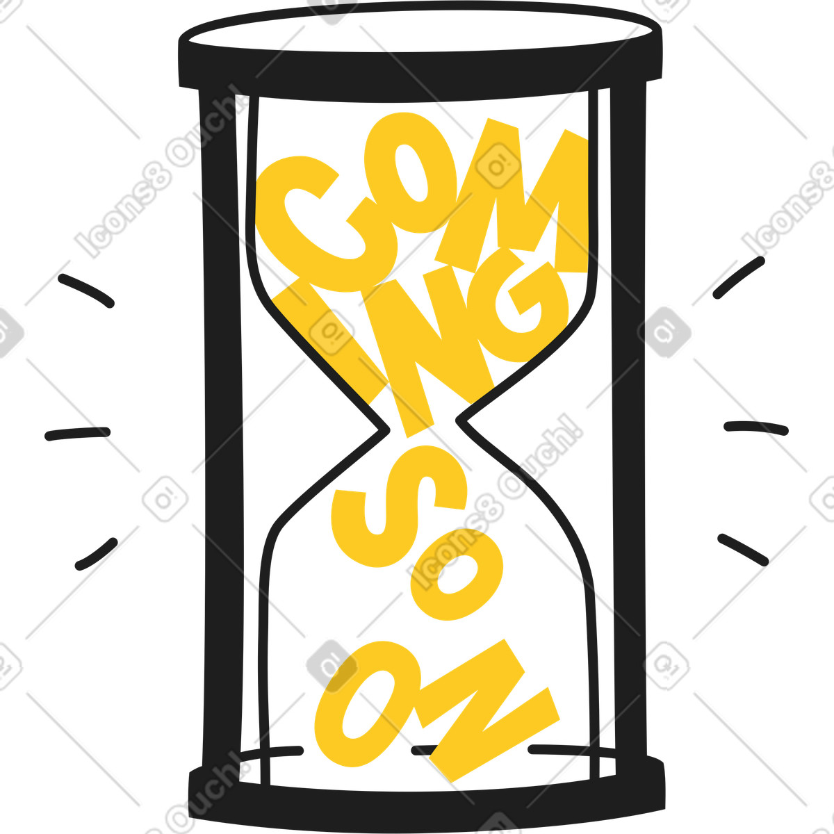 Иллюстрация Lettering coming soon in hourglass text в стиле — скачать в форматах PNG, SVG