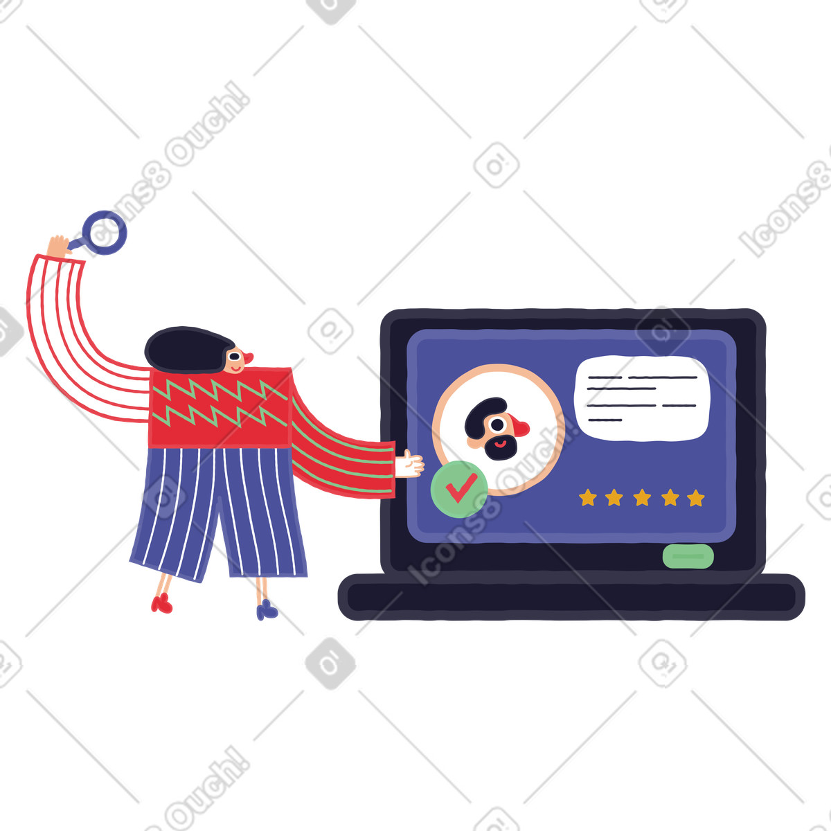 Recruiter hat den perfekten kandidaten gefunden-Illustration im Stripy-Stil als Download in PNG, SVG