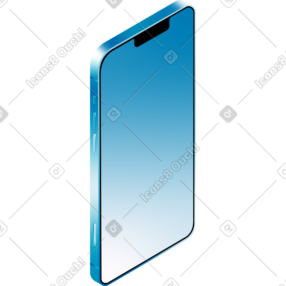 Realistic isometric phone illustration in Glare style download in PNG, SVG