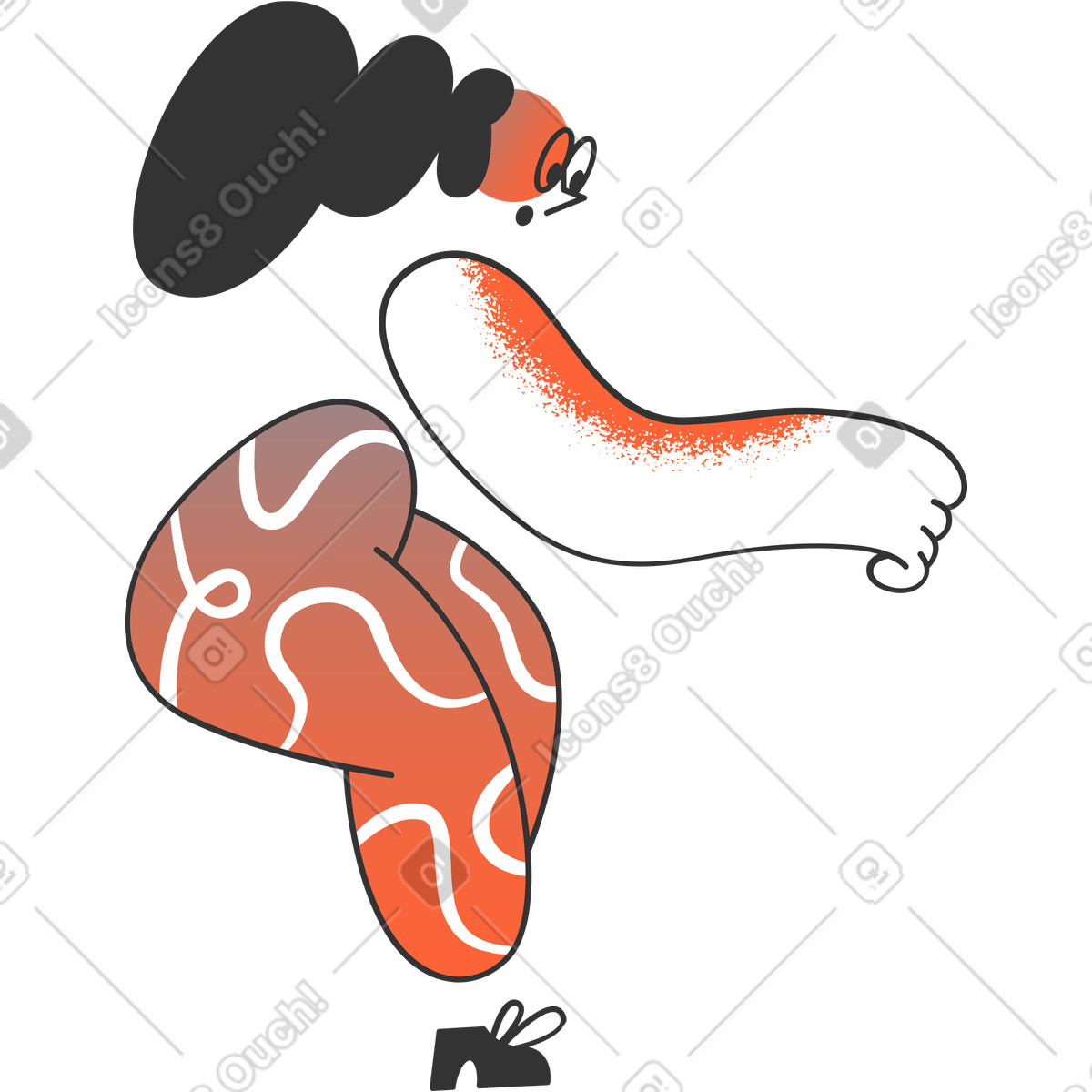 下载 Crayon 风格的 侧身的女孩 插画，支持 PNG、SVG 格式