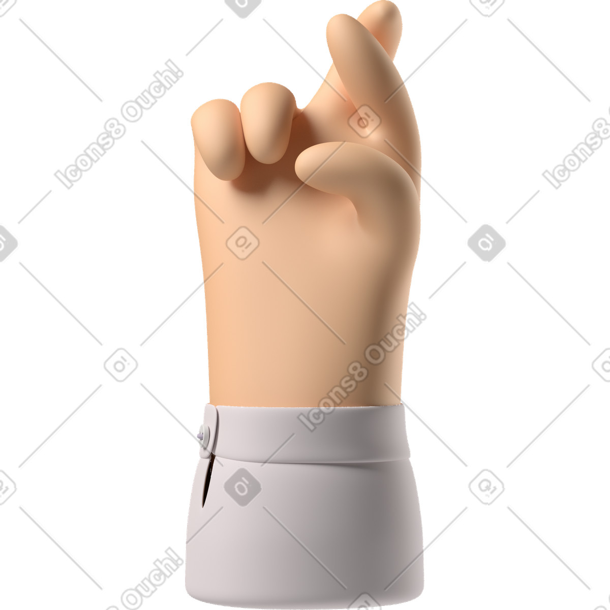 Ilustración Mano de piel blanca con los dedos cruzados. en estilo 3D Hands Fun&Wild a descargar en PNG y SVG