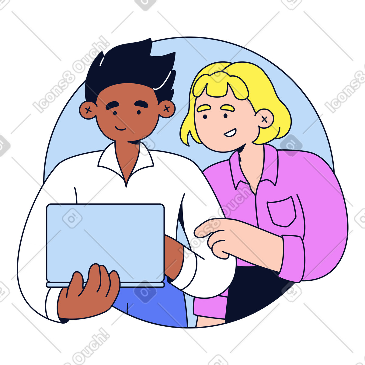 Lavorare insieme a un progetto illustrazione in stile Flexy scarica in PNG, SVG