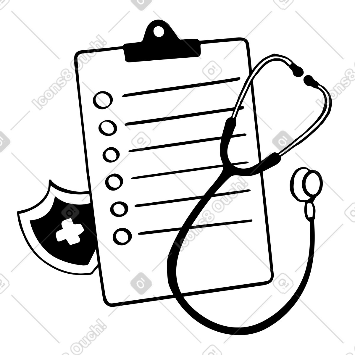 Medical insurance policy or health illustration in Journal style download in PNG, SVG