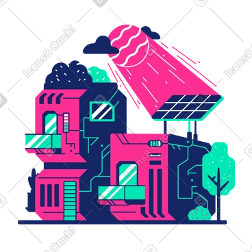 House with solar panels PNG, SVG