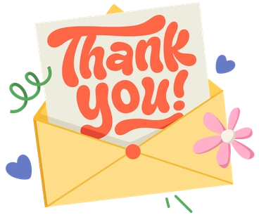 A thank you card inside an envelope - Social style illustration