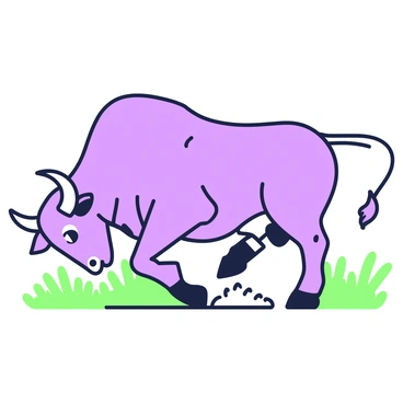 A bull pawing the ground, ready to charge, symbolizing anger