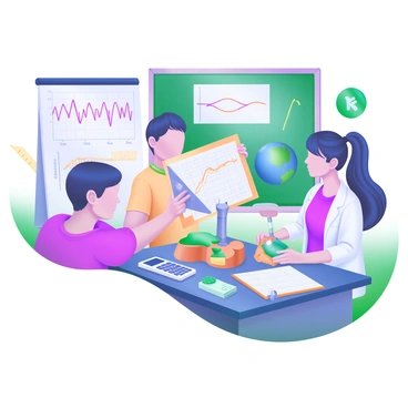 A classroom scene depicting "students conducting a science experiment" at a table. The students, four in total, are focused on their work. One student is using a small device to simulate seismic waves, while another student is carefully observing the results on a printed graph showing wave patterns. A third student is taking notes in a notebook, and the fourth is adjusting a model that represents the earth’s layers. Various science tools such as a ruler, a calculator, and colored markers are scattered across the table. In the background, a chalkboard displays diagrams of seismic waves and the structure of the earth.