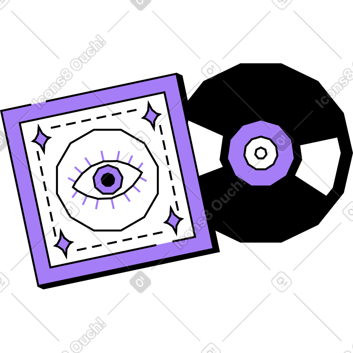 Musik-cd mit box-Illustration im Amethyst-Stil als Download in PNG, SVG