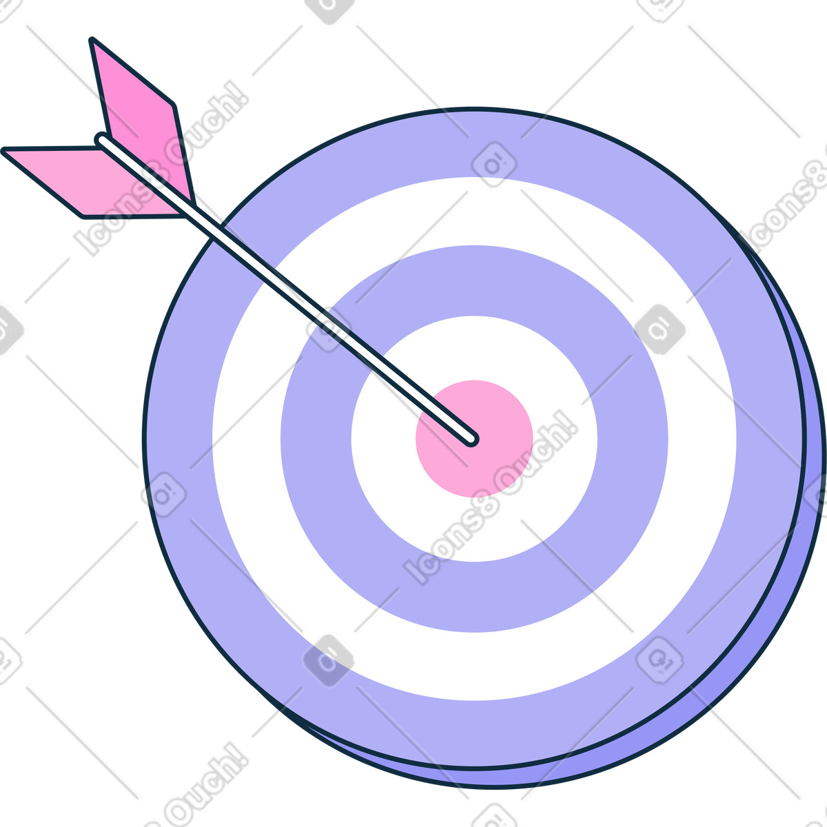 Bersaglio blu con una freccia al centro illustrazione in stile Bubble gum scarica in PNG, SVG