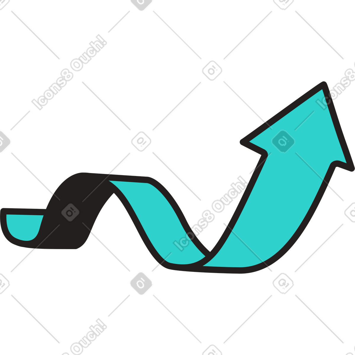 Wavy arrow illustration in Little style download in PNG, SVG