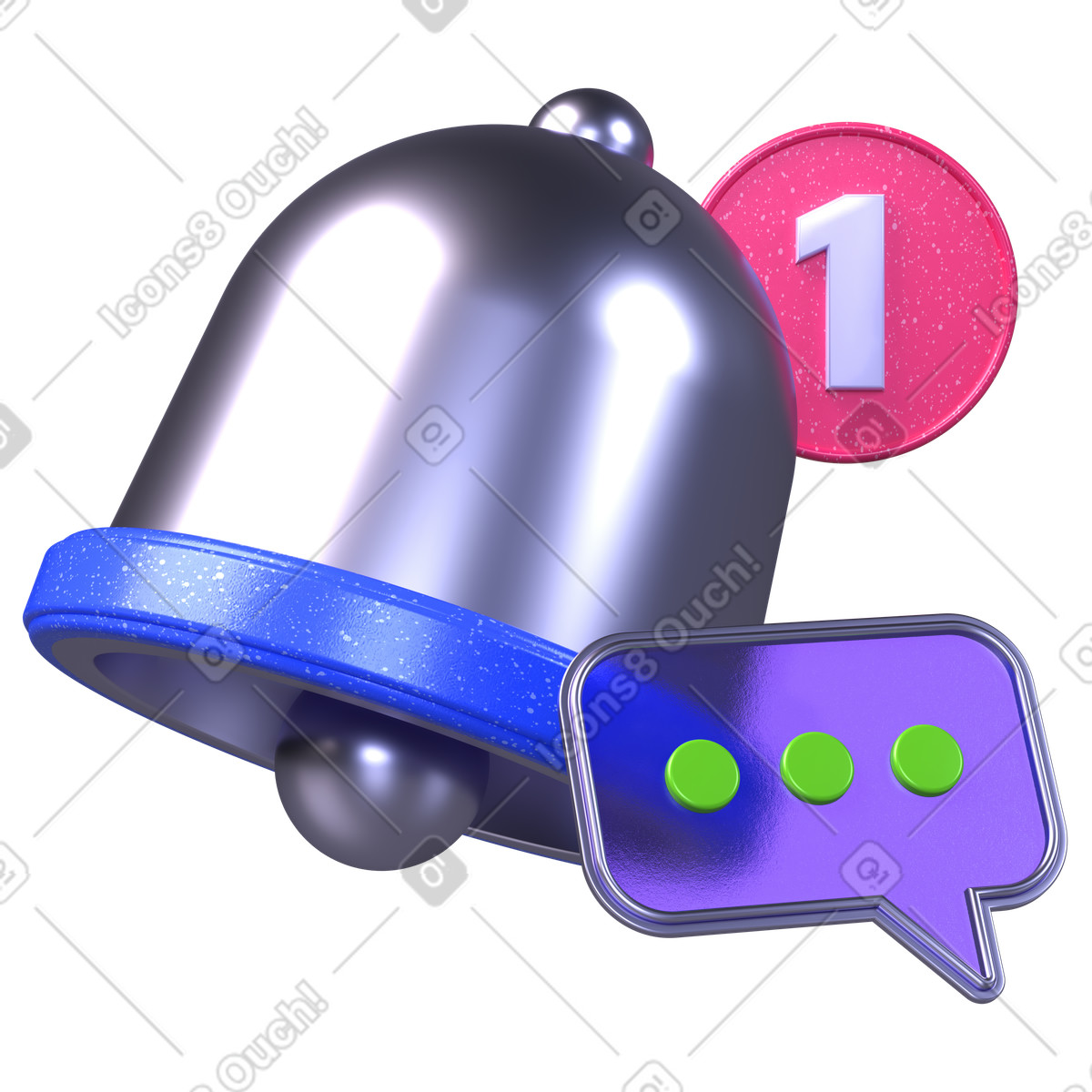 Illustration Notification de nouveau message, alerte chat non lu, message client entrant dans le style 3D Boost à télécharger aux formats PNG, SVG