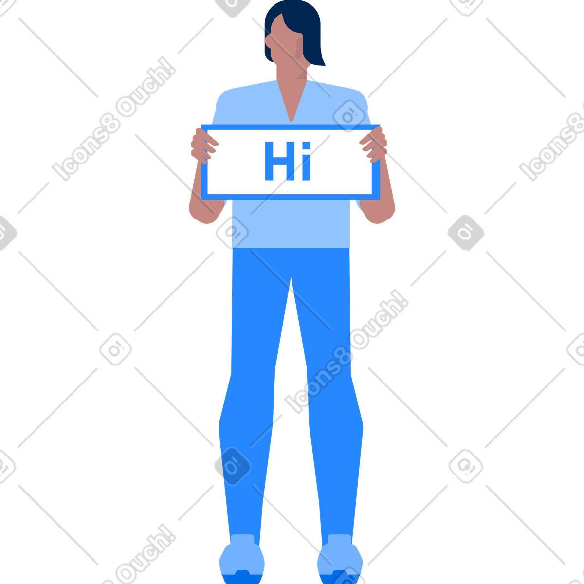 Ilustración animada Hombre con cartel de hola en estilo Urban a descargar en GIF, Lottie (JSON), AE