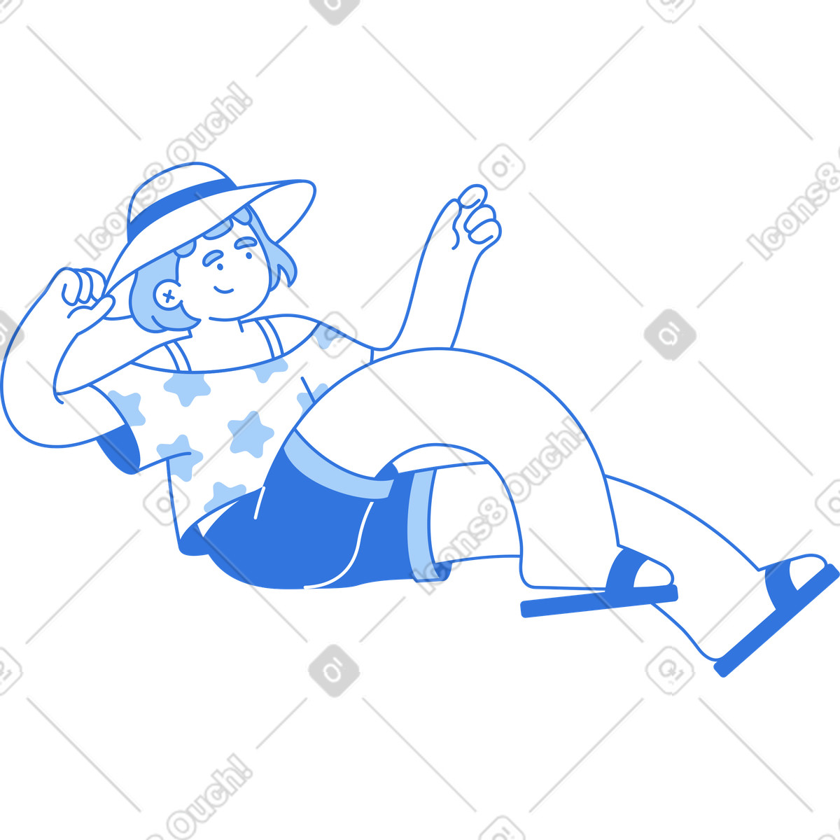 Woman relaxing and holding something in hand illustration chill clipart image PNG