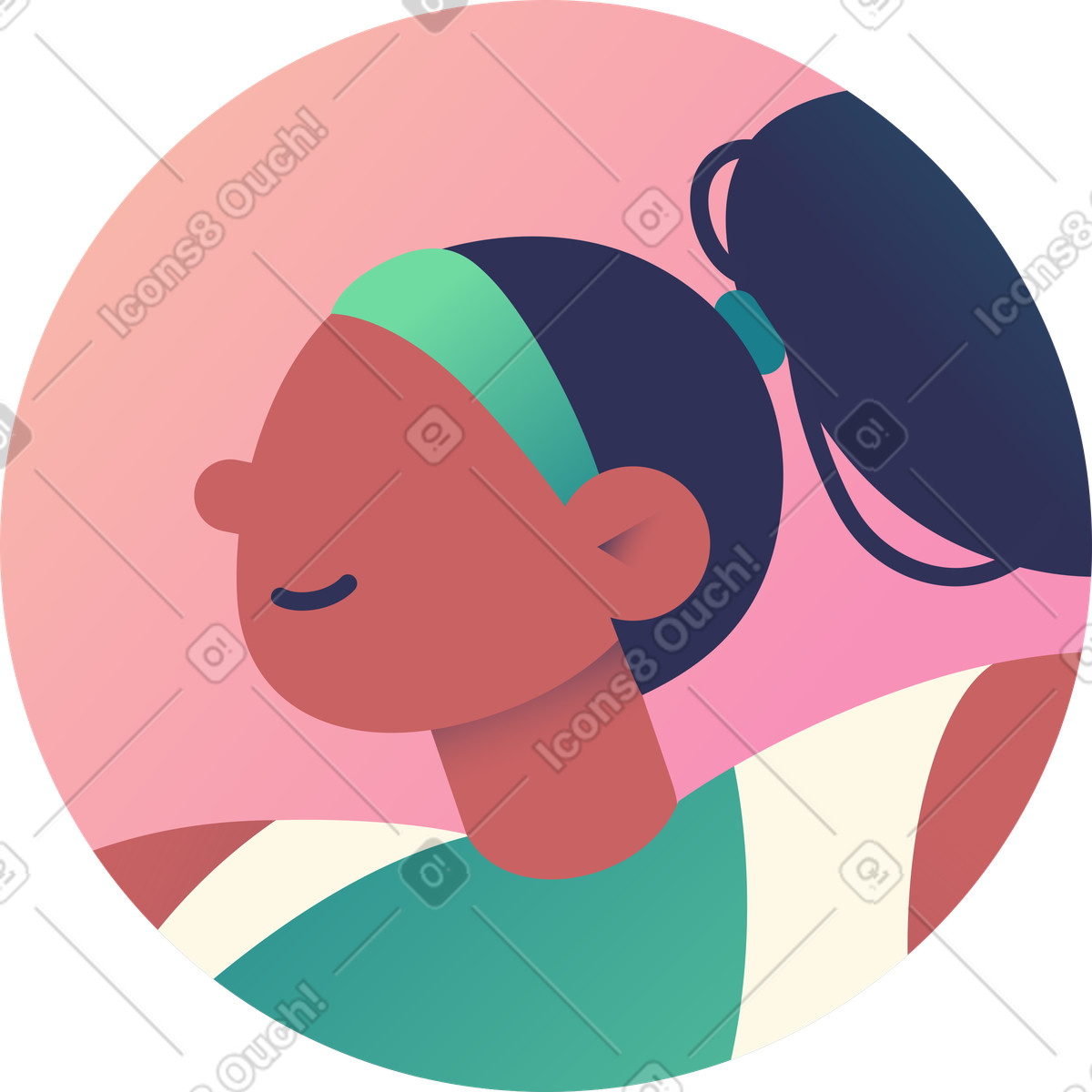 Ilustración animada Avatar de mujer en estilo Beam a descargar en GIF, Lottie (JSON), AE