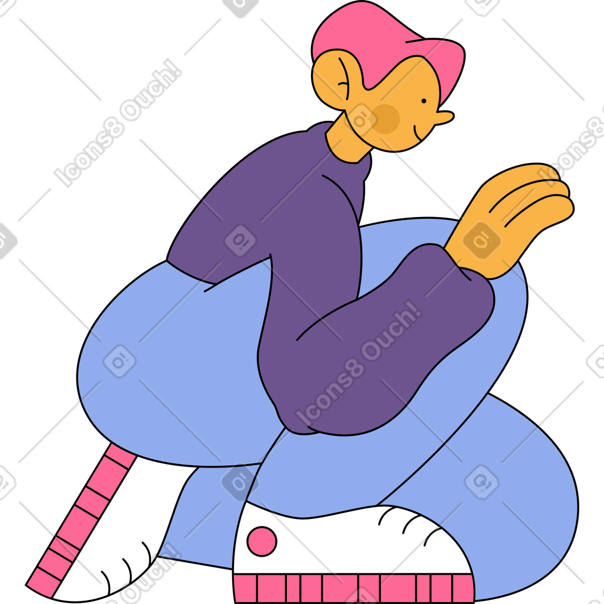 Ilustração de Homem pé em um joelho no estilo Bloom para baixar PNG, SVG