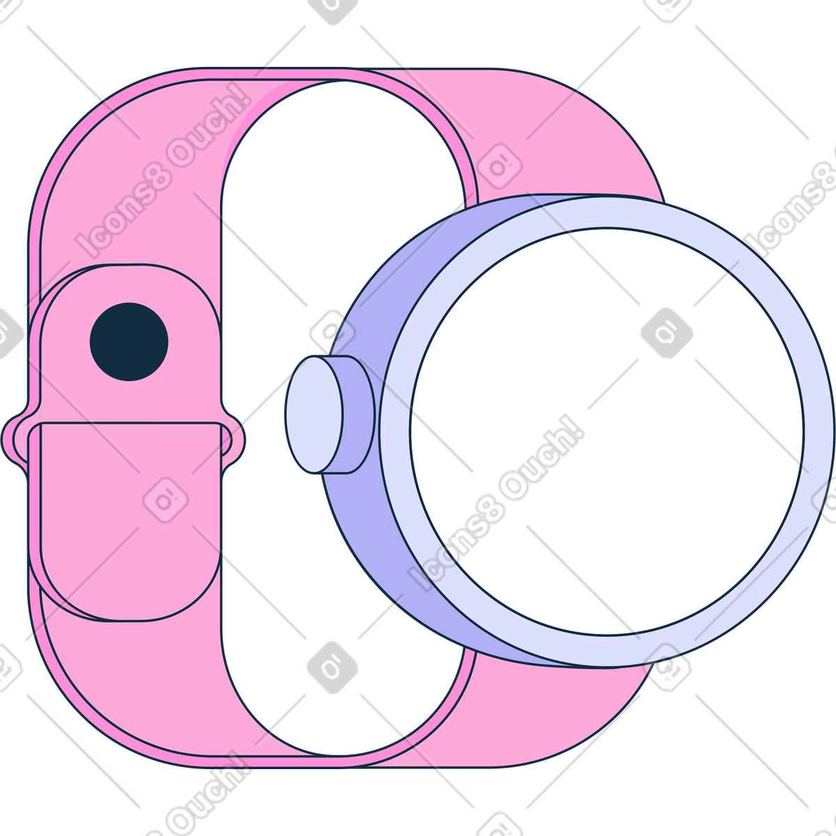 Ilustración Reloj de pulsera inteligente en estilo Bubble gum a descargar en PNG y SVG