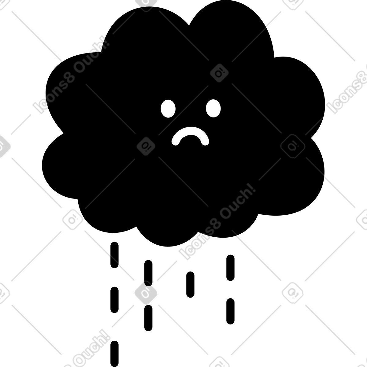 下载 Notion Line Art 风格的 Cloud sad face emoticon expressing depression and emotional overwhelm 插画，支持 PNG、SVG 格式