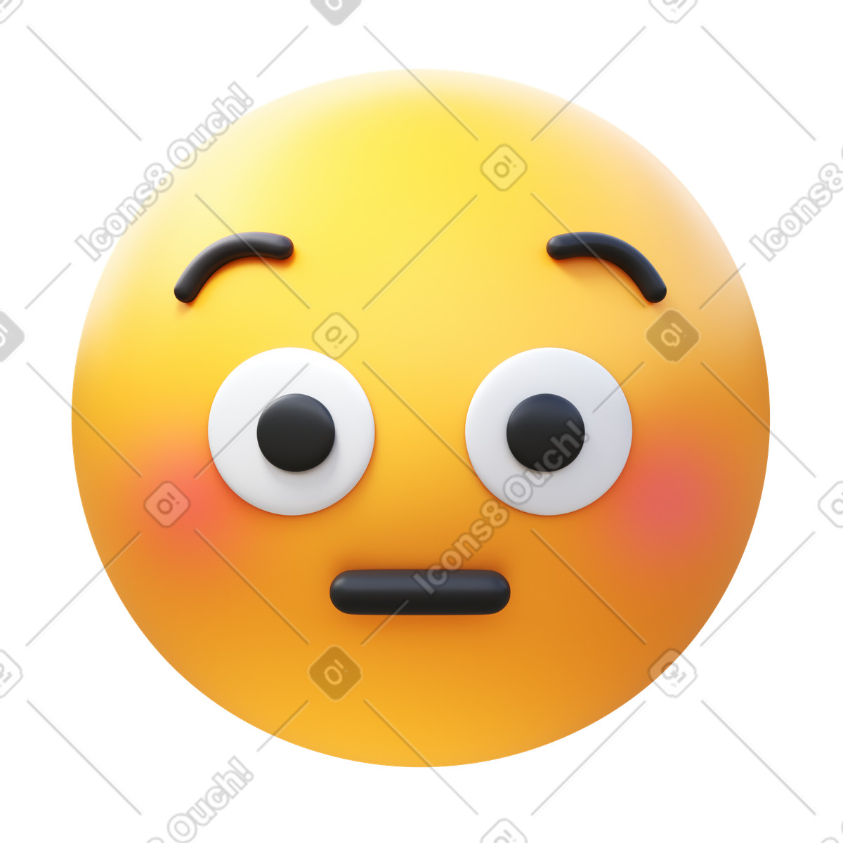 Flushed face illustration in 3D Fluency style download in PNG, SVG
