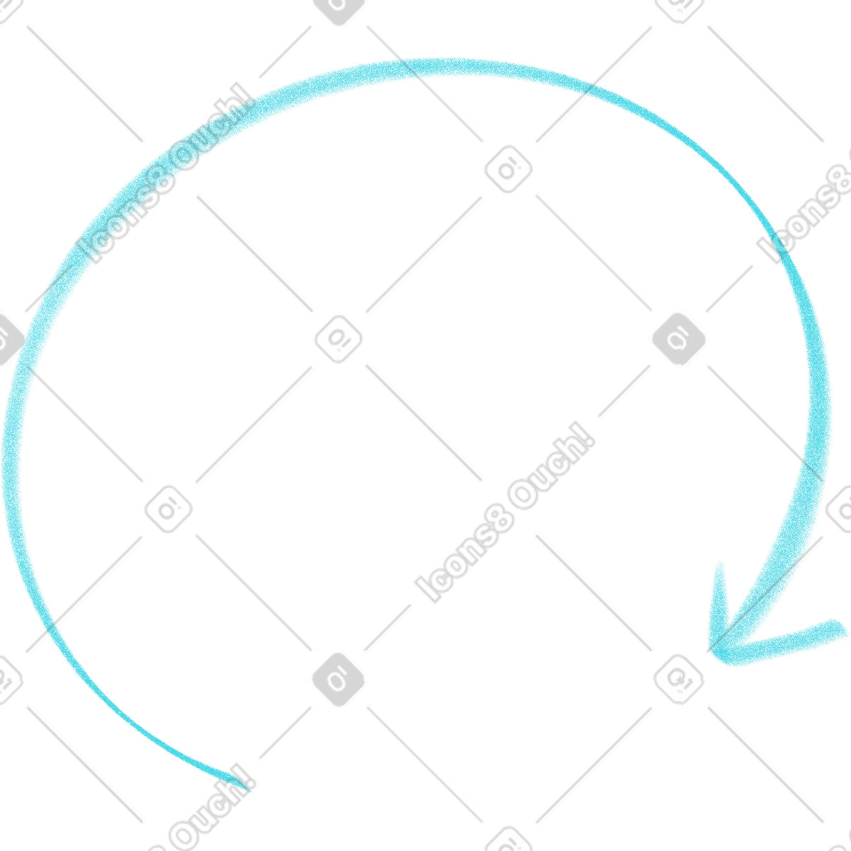 Blue round arrow illustration in Doodle style download in PNG, SVG