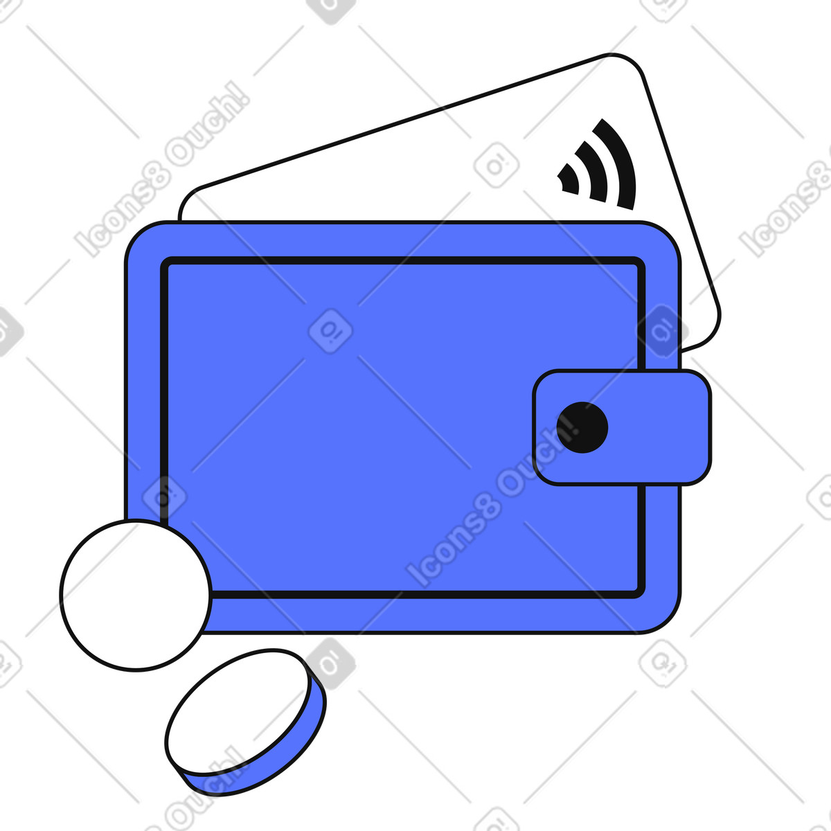 Main 스타일의 Finance wallet with contactless card and coins for money management 일러스트레이션 PNG, SVG 다운로드