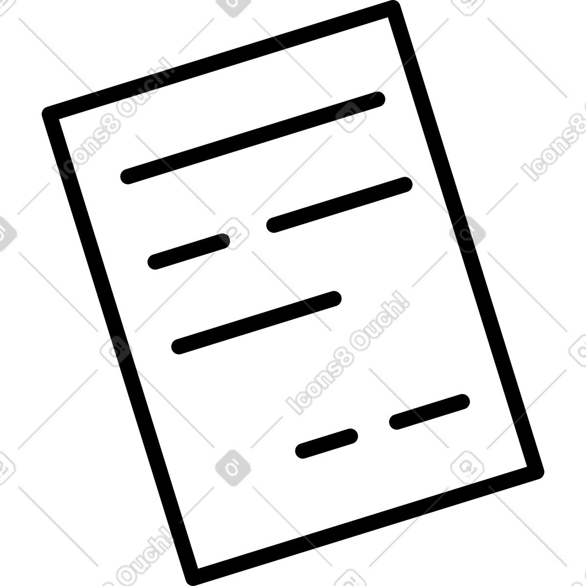 Иллюстрация Document page with simple horizontal text lines tilted diagonally в стиле Notion Line Art — скачать в форматах PNG, SVG