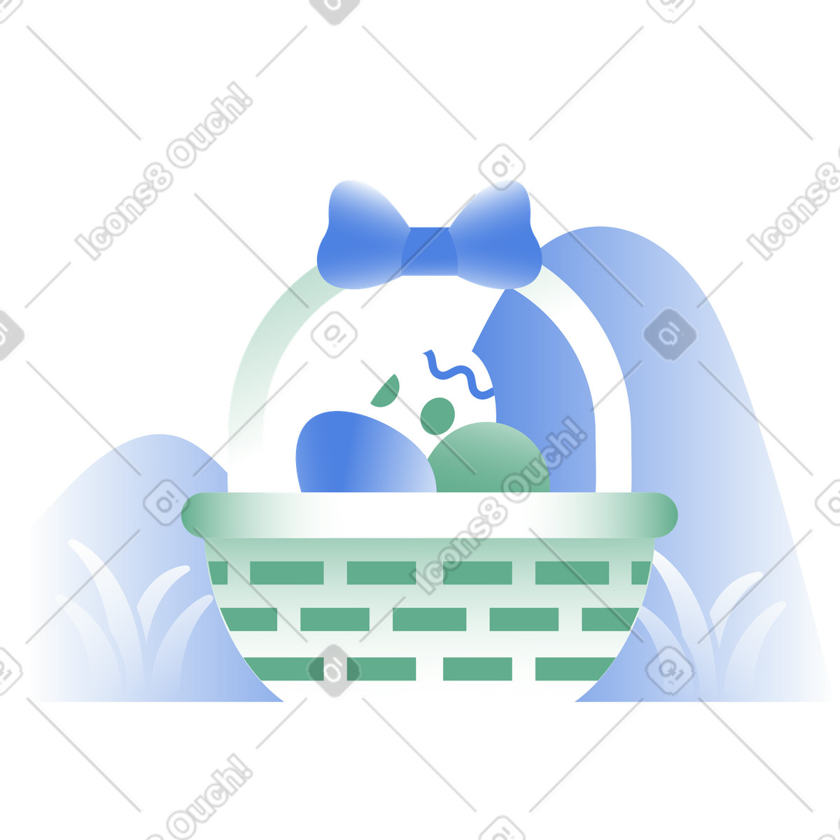 Cesto di vimini con uova pasqua illustrazione in stile Network scarica in PNG, SVG