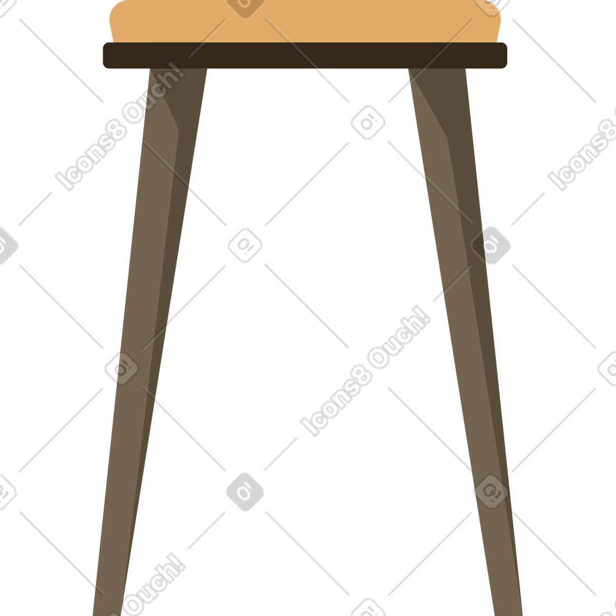 Minimal wooden seat for kitchen or dining area illustration in Lagom style download in PNG, SVG