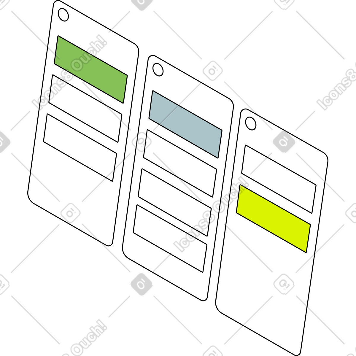 Ilustración Kanban en estilo Isometric a descargar en PNG y SVG