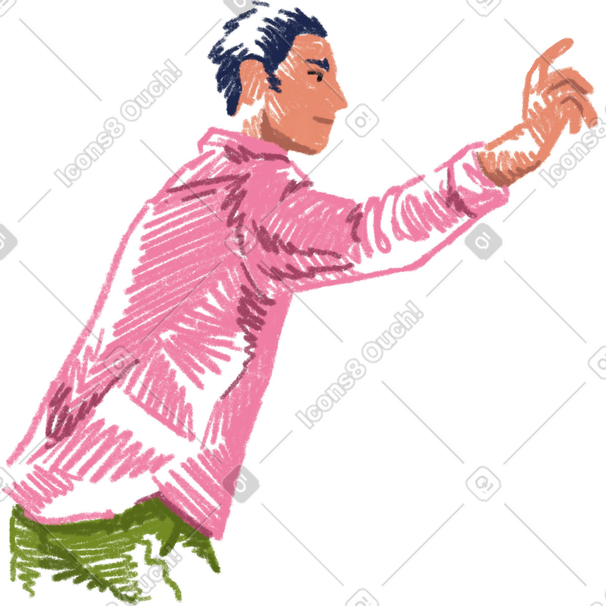 Sketchbook スタイルの Young man pressing something のイラストをPNG、SVG形式でダウンロード