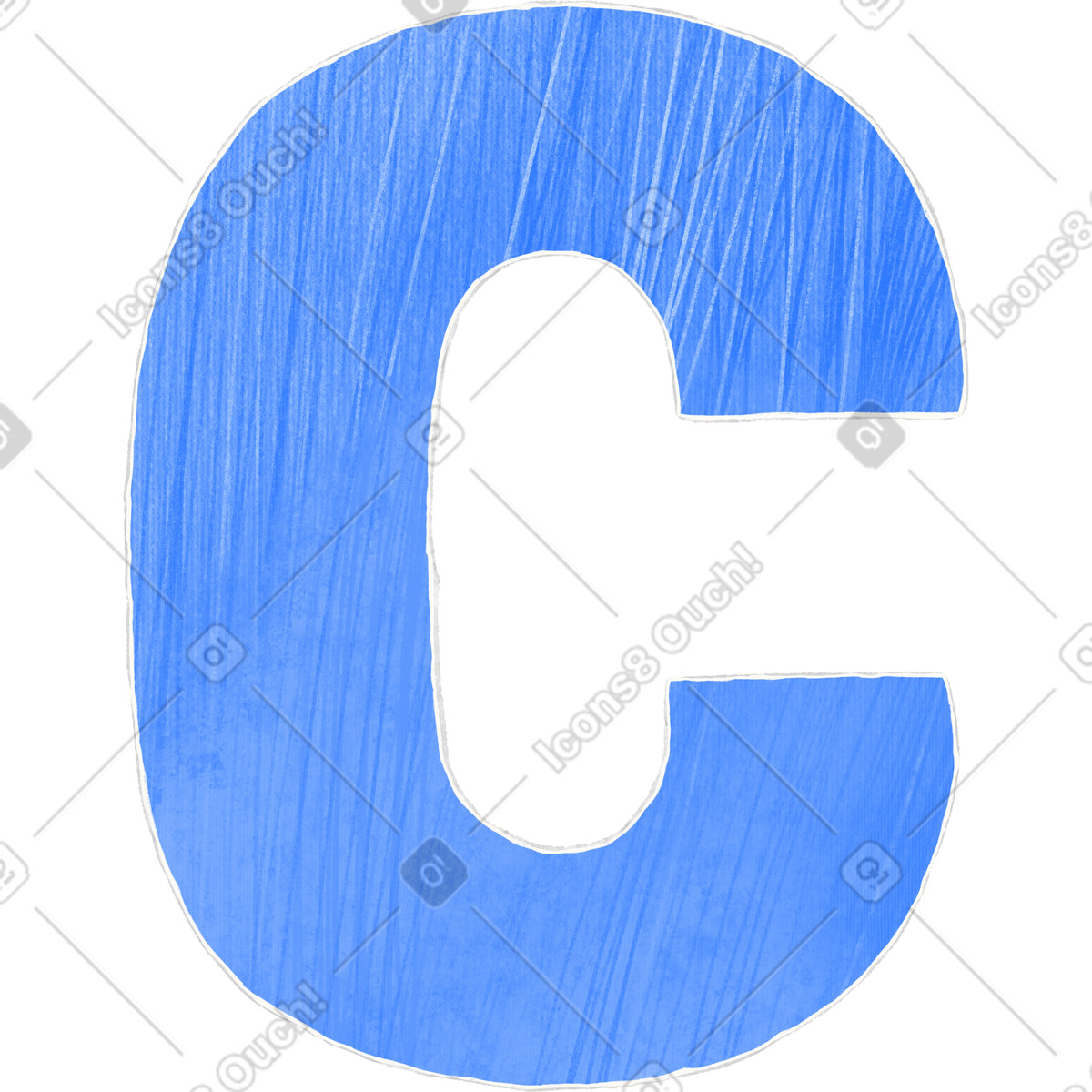 Grande lettera blu c illustrazione in stile Crafty scarica in PNG, SVG